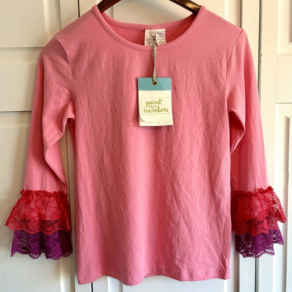 Matilda Jane Other - Matilda Jane Pink Radiant Lace Sleeve Top Paint by Numbers Girls 14 NEW WITH TAG